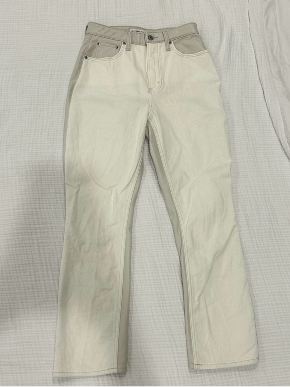 Abercrombie & Fitch Ultra High-Rise Slim Straight Jeans in Cream